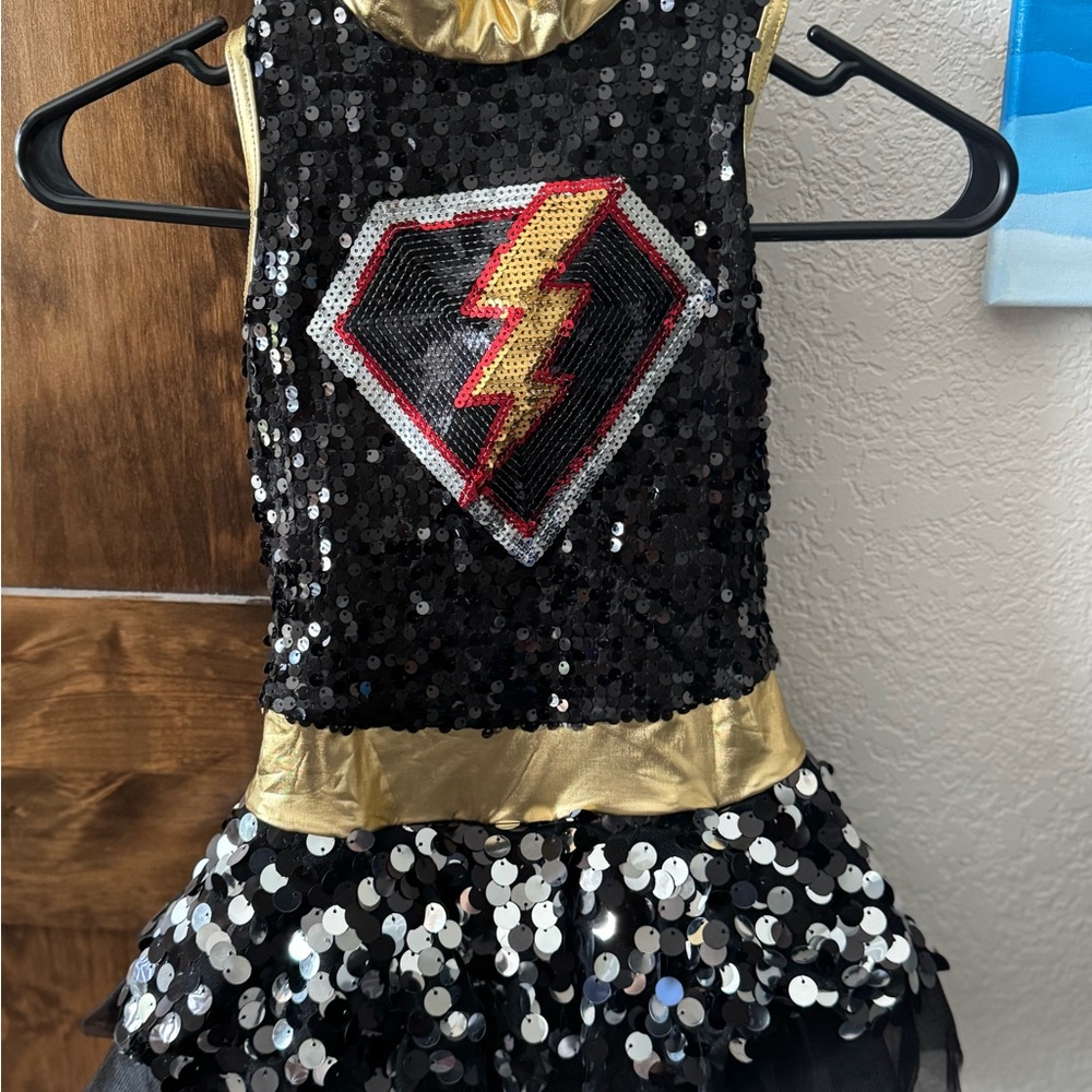 Weissman Black and Gold Sequin Superhero Costume